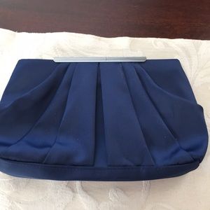 Navy Satin Evening Bag w/detachable chain strap